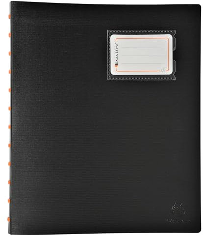 Exacompta - Réf. 86434E - Carton de 4 Protège-documents Exactive amovible à anneaux avec 40 pochettes détachables - 80 vues - 5 intercalaires couleur avec porte étiquette - pour A4 - couverture noire