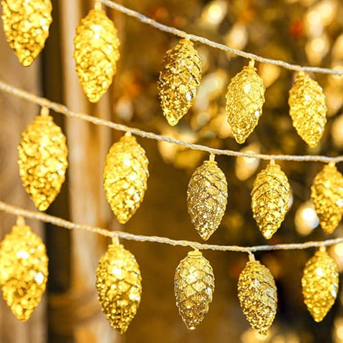 Lichterkette Weihnachten Tannenzapfen, 3M Weihnachtslichterkette LED Tannenzapfen Weihnachtsbeleuchtung Innen LED Weihnachtsdeko Lichterkette Batterie Girlande Lichterkette für Weihnachten Deko (3M)