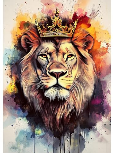 BOWETILE 5D Diamond Painting Bilder Der König der Löwen, Löwe Diamond Painting Set für Erwachsene und Kinder, Komplettes DIY Tier Diamond Art Malen Stickset für Kreuzstichbilder, Wohnkultur 30x40 cm