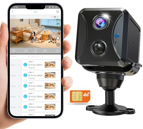 PEGATISAN 4G LTE Überwachungskamera mit SIM Karte, HD 1080P Mini Kamera mit 2400mAh Akku, PIR Sensor, Unsichtbare IR Nachtsicht, 2 Wege-Audio, TF/Cloud Speicher, Low-Power Kabellos Kamera für UBOX APP