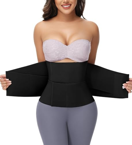 SHAPSHE Waist Trainer Belt for Women Workout Cincher Tummy Control Trimmer Corset Shapewear Segmented Postpartum Band Black