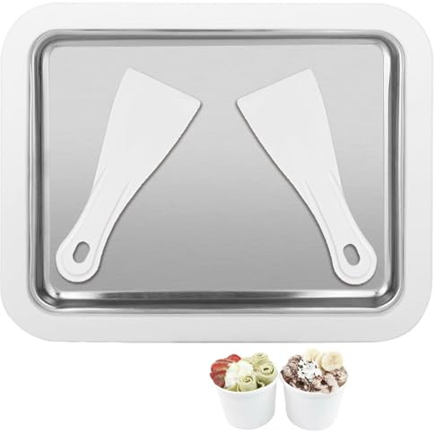 Macchina Gelato Istantaneo con 2 Spatole, Piastra Fredda Gelato, Machine Rolling Ice Cream, Creatore Gelato per Yogurt Congelato, Gelatiera per Bambini Famiglia, Maker Rolled Ice Cream in Casa(Bianco)