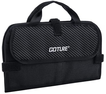 Goture Kunstköder Tasche, tragbare Ködertasche, organisierte Angel-Aufbewahrungstasche für Angelzubehör, wasserdichte 600D PU-Ködertasche für Meerwasser und Süßwasser mit herausnehmbaren Trennwänden