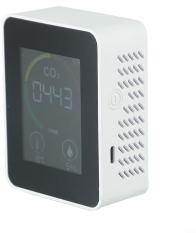 FUBESK Moniteur de qualité de l'air 3 en 1 Détecteur de dioxyde de carbone Testeur de température et d'humidité Capteur d'intérieur PPM Affichage LCD