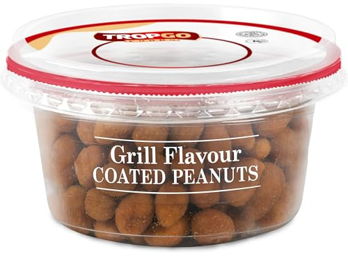 Tropgo Grill Flavour Coated Peanuts 150g - Crunchy Roasted Peanuts with Savoury BBQ Seasoning - Bold & Smoky Snack in Resealable Tub for Freshness - Ideal for Parties, Game and Movie Nights