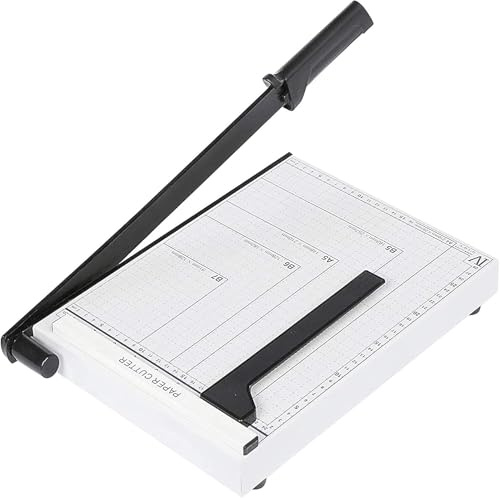 Nictemaw Taglierina a Leva Ghigliottina professionale A4 - Taglio fino a 10 fogli - Lama di sicurezza e manico Ergronomico per ufficio, scuola, artigianato - bianco