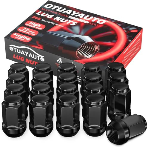 OTUAYAUTO M12x1.5 Lug Nuts, 20PCS Black Closed End Bulge Acorn, 19mm Hex