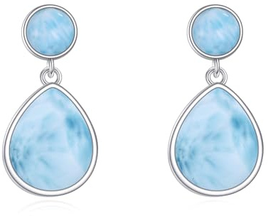 POPLYKE Larimar/Mondstein/Opal/Labradorit/Rosenquarz Ohrringe für Frauen Sterling Silber Teardrop Ohrstecker Schmuck Geschenk für Frauen