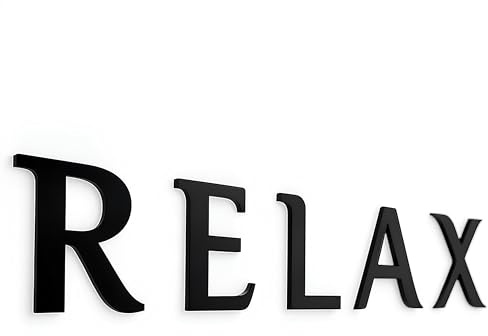 Wanddeko RELAX - Schwarzer 3D Schriftzug | etwa 50cm lang und 12cm hoch | Wandtattoo und Schriftzug für jeden Raum in modernem Design | Acryl Wanddekoration | selbstklebend