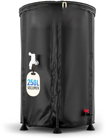 Oramics Faltbare Regentonne 250L – Wasserspeicher für Garten & Balkon – Platzsparender Regenwassertank – Wassertank zum nachhaltigen und umweltbewussten Gießen von Blumen, Pflanzen, Obst, Gemüse