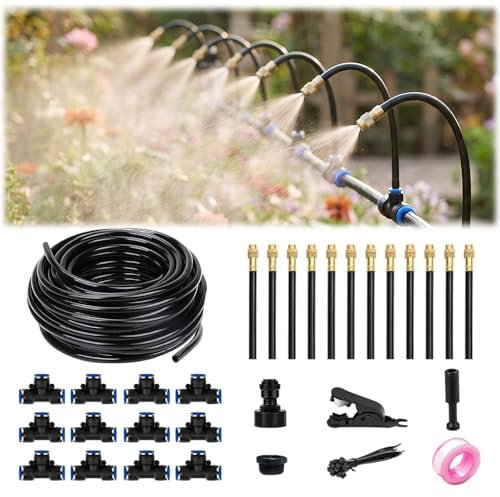 WRQIOO Kit de système d'irrigation, système d'arrosage automatique incurvé à 360°, 20 m, système d'irrigation de jardin réglable, système d'arrosage goutte à goutte pliable, système d'arrosage de