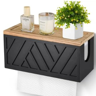 Dispensador Papel Secamanos, 30,5 x 12,5 x 14 Cm, Dispensador de Toallas de Papel de Madera, Dispensador de Toallas de Mano (Negro)