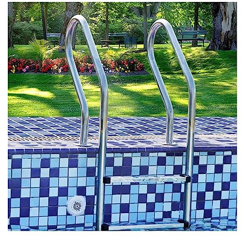 GXXINGIN Scaletta per Piscina Antiscivolo in Acciaio Inox con gradini Antiscivolo, corrimano per Arrampicata per Interni/Esterni, Finitura Argento Resistente, Parete in Tubo da 1,0 mm per Sicurezza e
