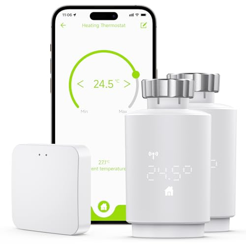 Maxcio Smartes Heizkörperthermostat mit Zigbee Gateway, Thermostat Heizung Kompatibel mit Alexa & Google Home, Smart Life/Tuya, Programmierbar, Fenster-Erkennung, für Max. Energiesparen, 2 Packs
