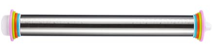 Rodillo de cocina profesional de grosor ajustable de acero inoxidable con mango ergonómico para pan, pasteles, albóndigas, grosor ajustable para pan y pastel