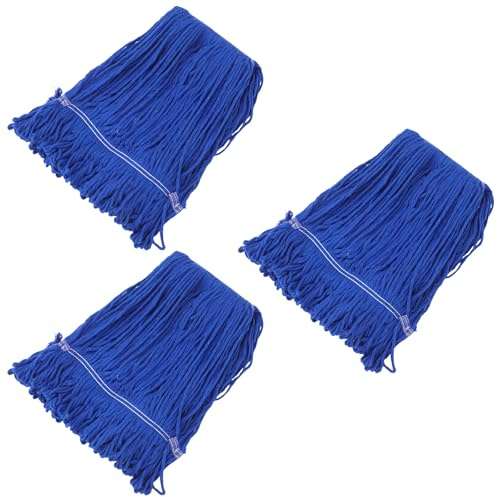 Vaguelly Cabezal de trapeador de algodón de 3 piezas - Repuesto de trapeador lavable y duradero, cabezal de limpieza en húmedo de alta resistencia - Para áreas comerciales, industriales y