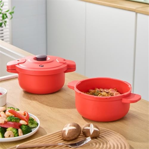 FACAIIO Autocuiseur micro-ondes 27,5 x 14 cm multifonction avec cuiseur vapeur pour riz, pâtes, légumes, rouge