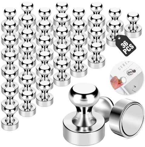 36 Stück Giantzhong Neodym Magnete Stark für Magnettafel, 12 X 16mm, Silber | Klein Kühlschrankmagnete mit Aufbewahrungsbox, Mini Magnete mit Griff für Pinnwände, Büro, Whiteboard
