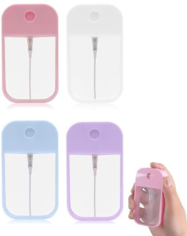 SOVYTH Juego de 4 botellas pulverizadoras pequeñas de 45 ml, pulverizador reutilizable de niebla fina, pequeñas botellas pulverizadoras portátiles de cartón para perfume
