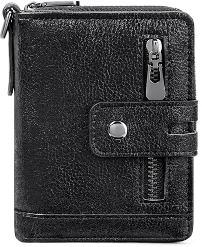 GAEKEAO Mens Wallet RFID Blocking Vegan Leather Small Bifold Wallets for Men Card Holder with Zipper Coin Pocket