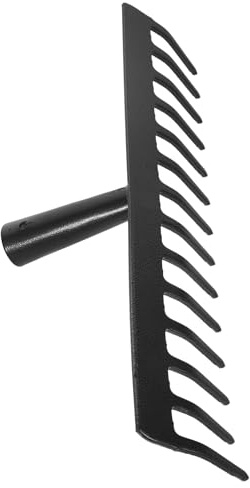 Abaodam Râteau de Jardin à 14 Dents en Acier Noir sans Manche Outil de Jardinage Robuste pour Nettoyer Feuilles et Gazon Accessoire Pratique pour Entretien Extérieur et Style Aléatoire