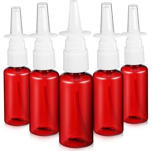 DEARMAMY Set 5 Flaconi Spray Nasali Ricaricabili 30ml in Plastica Pet Ambrata, Nebulizzatore a Nebbia Fine, Flaconi Spray Piccoli Compatti per Viaggio e Uso Quotidiano