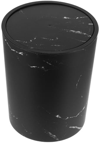 HOMOBABE Cestino della Spazzatura con Coperchio a Ribalta Grande Capacità, Contenitore per Rifiuti del Bagno e Cucina, Secchio Bianco la Spazzatura con Motivo Effetto Marmo per Casa