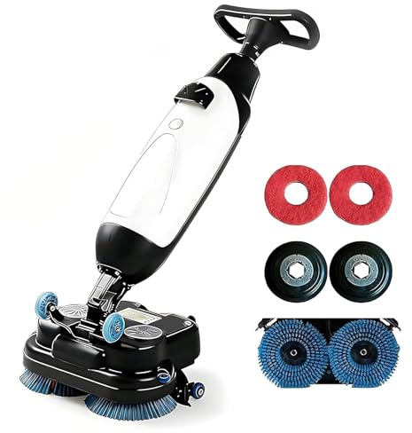 WEIMILOR Walk Behind Floor Scrubber Dryer, 18 Commercial Floor Scrubber, Dual-Brush Heads, Rotary Brush, Efficiency Floor Cleaner for Office, School, Villa Hospital Bathrooms White