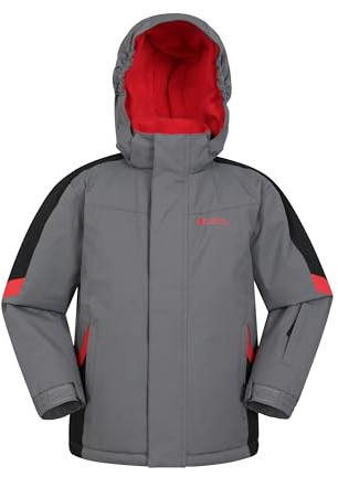Mountain Warehouse Raptor Kids Ski Jacket - Snowproof, Fleece Lined Snow Coat with Hood - Boys and Girls Winter Warm Skiing, Snowboarding & Outdoors Dark Grey Teen Size 13 Years