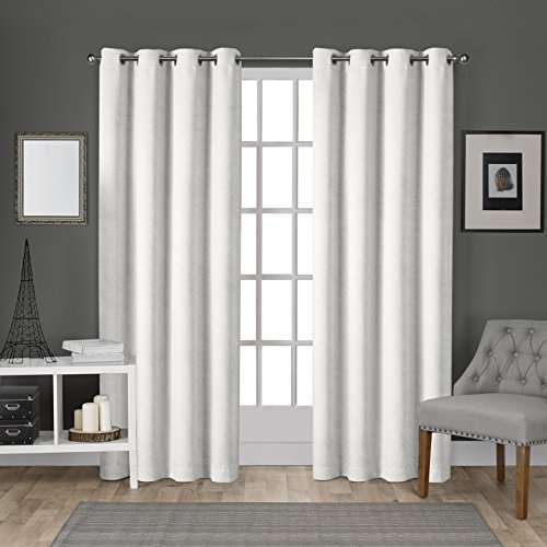 Exclusive Home Curtains Velvet Heavyweight Light Filtering Grommet Top Curtain Panel Pair, 54x84, Winter White