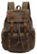 Vintage Unisex Casual Leather Backpack Canvas Rucksack Bookbag Satchel Hiking Backpack Travel Outdoor Shouder Bag (Brown)