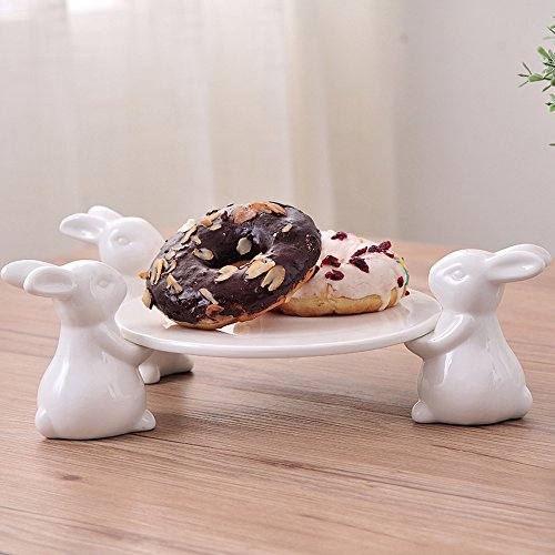 Piatto in ceramica a forma di coniglietto,piatti per dessert,vassoi per alimenti e dessert,grazioso supporto per torte,articoli artigianali da tavola,regalo per matrimonio,festa della mamma,Pasqua