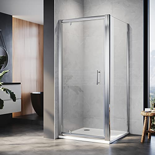 ELEGANT 700x700mm Pivot Shower Enclosure Reversible Screen Panel with 6mm Glass Door Shower Cubicle
