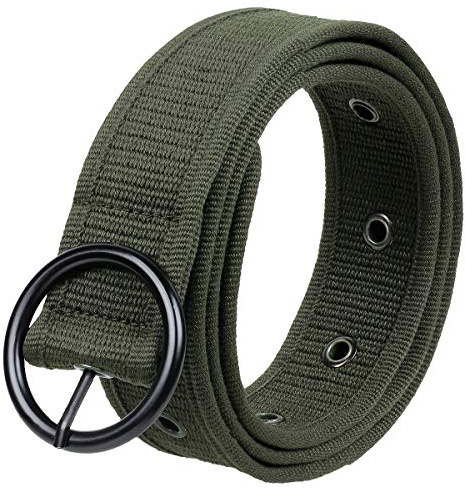 KYEYGWO Leinwand Stoffgürtel für Herren und Damen, Einstellbare Segeltuch Gürtel Canvas Freizeitgürtel Jeansgürtel mit Runde Dornschließe, Grün