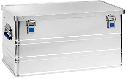 hünersdorff Aluminium-Box eco 93 Liter, wasserdicht mit Gummi-Dichtung, leicht, stabil, Klapphandgriffe, Vorbereitung für Schlösser, Farbe: silber, 451350