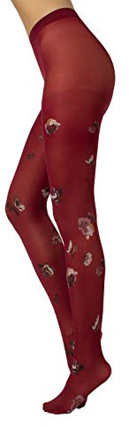 CALZITALY Strumpfhosen mit Blumenmuster, Blickdichte Strumpfhose, Damen Strumpfhose | Ocker, Bordeaux, Schwarz | S/M, L/XL | 40 DEN | Made in Italy