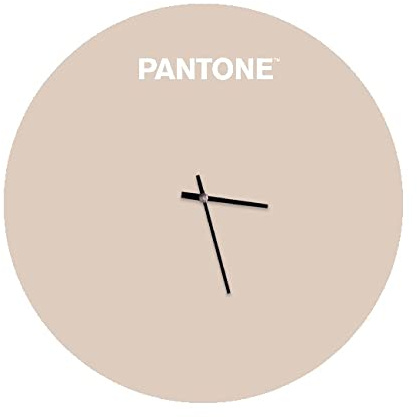 Pantone by Homemania Homemania Sunrise Runde Wanduhr für Wohnzimmer Küche Büro Sand Weiß Metall 40 x 0,15 x 40 cm, Maße du Produit: L40xP0,15xA40 cm, 1,5 kg