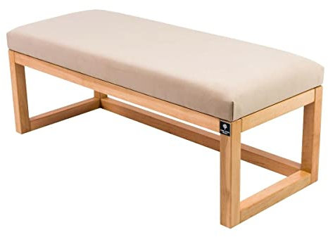 EMRA WOOD M-Deko LPG-2 Holz Sitzbank Polsterbank Sitzbezug Beige Gestell Erle Natur Breite 50
