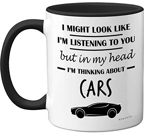 Funny Classic Mug, Gifts for Lovers, Petrol Head 11oz Ceramic Dishwasher | In My Head I'm Thinking About Cars, Funny Classic Mug, Gifts for Lovers