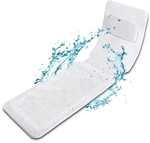Ghopy Full Body Spa Bathtub Pillow Mat with 30 Non-Slip Super Suction Cups Full Body Spa Bath Mattress Pillow Bathtub Cushion Mattress for Neck Back and Tailbone Support Quick Dry