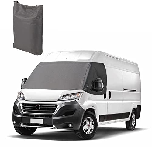 Frontscheibe Wrap Cover Ersatz für FIAT Ducato 2006-2021, Sonnenschutz Frontscheibenabdeckung Ersatz für Peugeot Boxer 2006-2014, 600D Wasserdichtes Oxford-Gewebe gegen Schnee Frost Staub, Grau