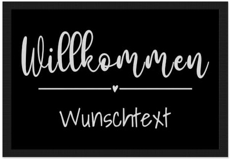 Print Royal Personalisierte Fußmatte eine Zeile Wunschtext - Willkommen Herz - Geschenke zum Einzug | rutschfest, 75x50cm mit Gummirand