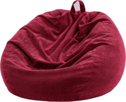 Nobildonna Pouf per bambini e adulti, solo fodera (senza imbottitura) per divani di peluche, 110 x 89 cm (rosso vino)