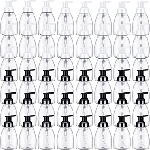 Nuenen 48 Pieces Foaming Soap Dispensers 8 oz Foaming Pump Bottle Plastic Hand Soap Dispenser with Pumps Empty Refillable Press Containers for Liquid Shampoo Bathroom Kitchen(White, Black)