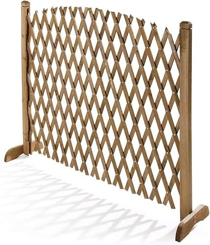 Bricozone Grigliato Estensibile In Legno Naturale Autoportante Per Esterni Bricozone Pannello Decorativo Divisorio Da Giardino Con Supporto Per Rampicanti Altezza 150 Cm Regolabile Da 34 A 120 Cm