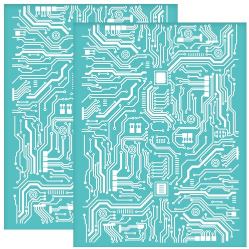 INFUNLY 2 Stück Siebdruckschablone Für Leiterplatten 8.5x11{1} cm Wiederverwendbare Selbstklebende Schablone Schaltkreisschablonenmuster Zum Malen von Hintergrund Netz Selbstklebendes Siebdruck-Malset