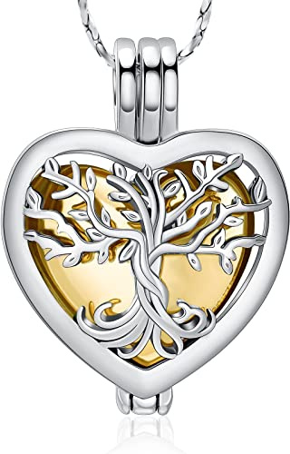 QGJNSGC Colliers urne en forme de cœur pour cendres en arbre de vie - bijou de crémation souvenir - médaille pour animaux de compagnie - médailles pour femmes et hommes - médaillons commémoratifs