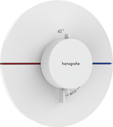hansgrohe ShowerSelect Comfort S - thermostat conceiled, bathroom tap with safety stop at 40 °C, thermostat round for showers and bath tubs, shower mixer for 3 functions, matt white, 15559700