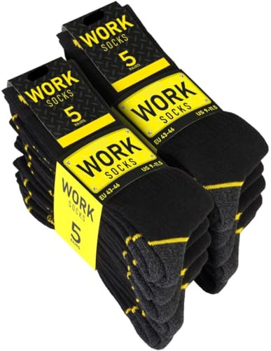 Nakloe - 10 pares - Calcetines de trabajo hombre - Calcetines termicos hombre - Reforzados Algodon con rizo interior (43-46)