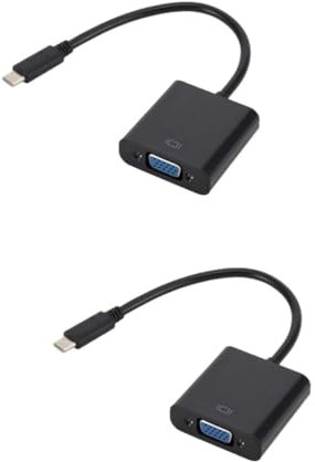 UKCOCO 2pièces Câble Adaptateur USB Type-c vers Vga Femelle pour Moniteur Projecteur Et TV Noir